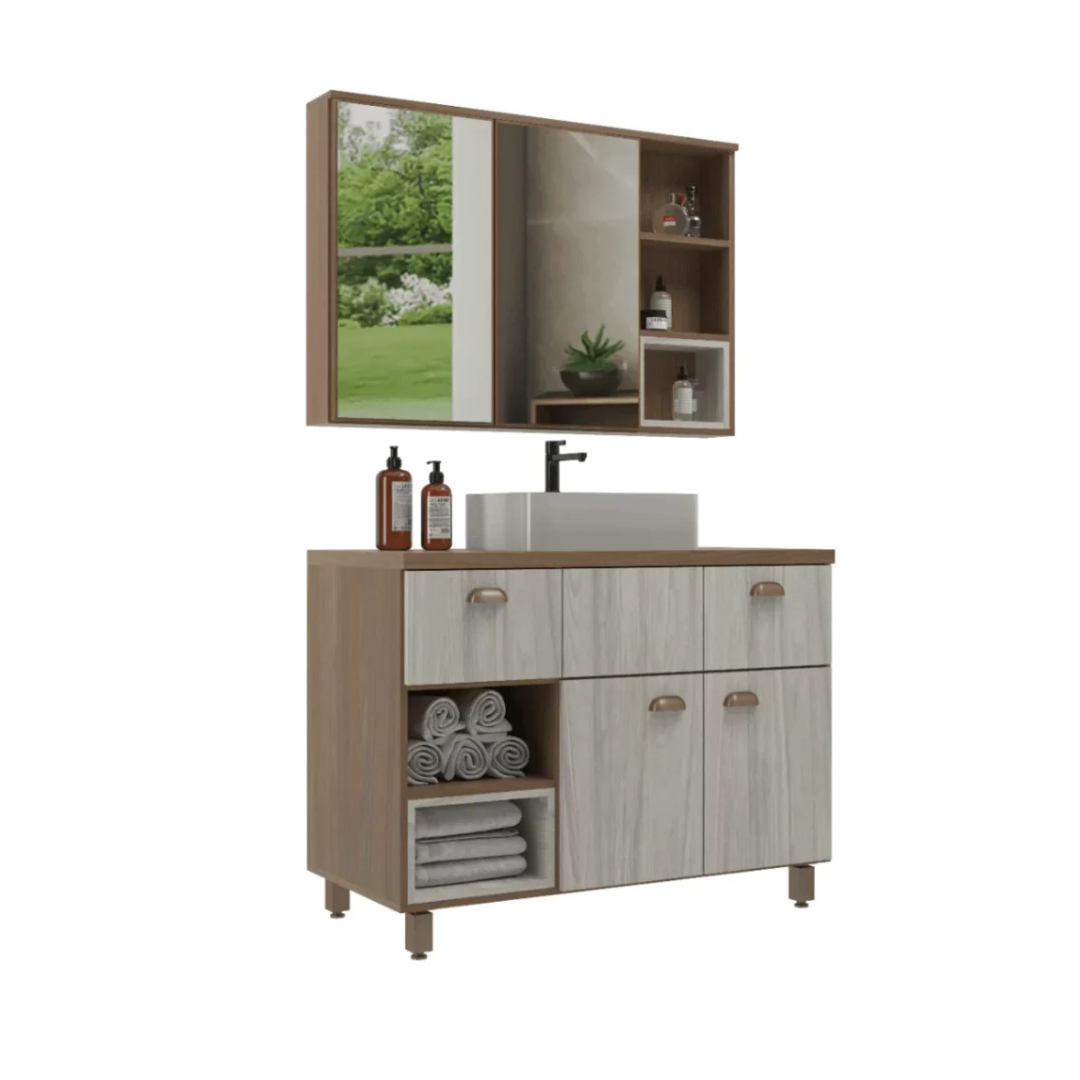 Banheiro maximus 100 com espelheiro e cuba sobreposta